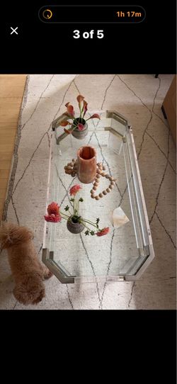 Vintage lucite and glass coffee table