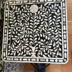Genuine Mother Of Pearl Inlaid Accent Table