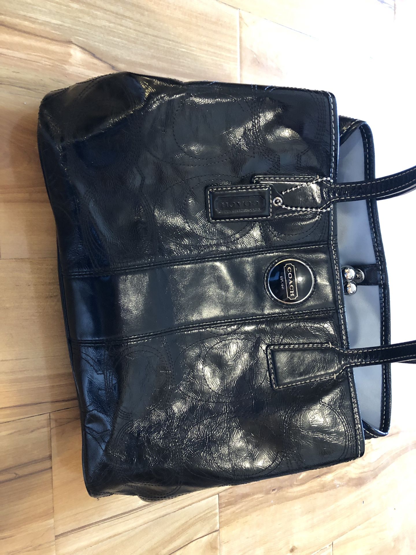 Patent black leather coach bag#E1098 F15658