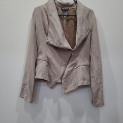 Tan Asymmetrical Zippered Jacket With Zippered Sleeves! 
