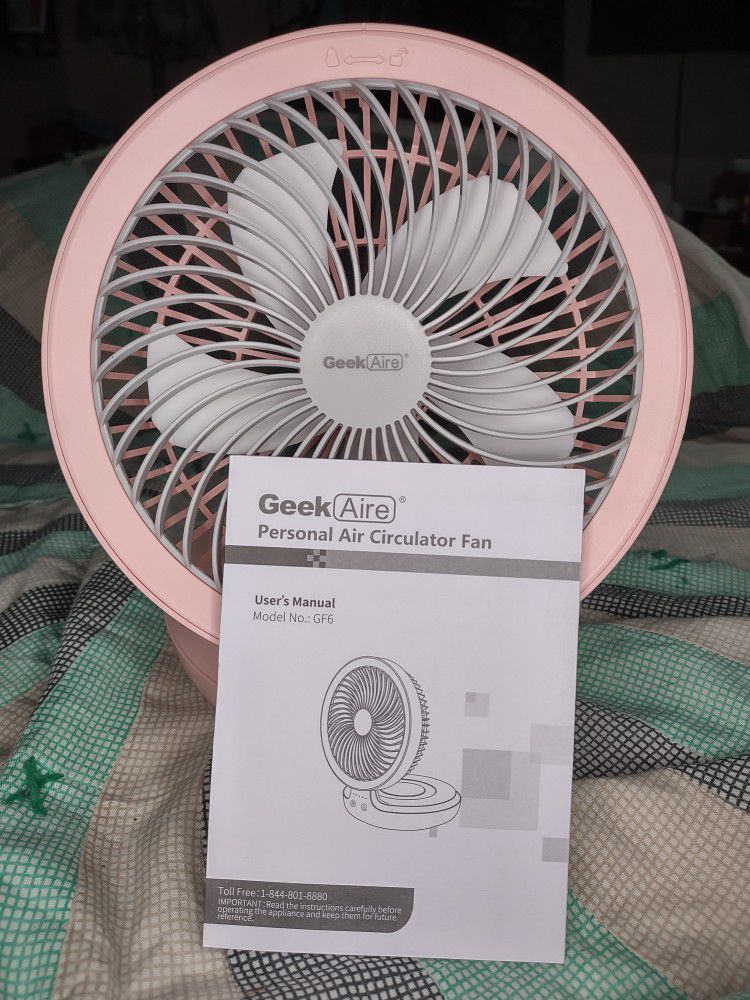 Geek Aire Rechargeable Oscillating Fan With Nightlight 