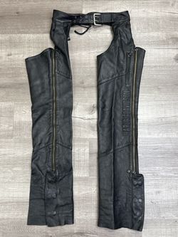 Harley-davidson Men'S Deluxe Midweight Leather Chaps 98100-16VM Size S (A1D034626)