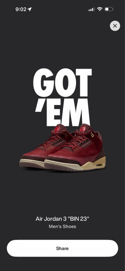 Jordan 3 bin23 size8.5