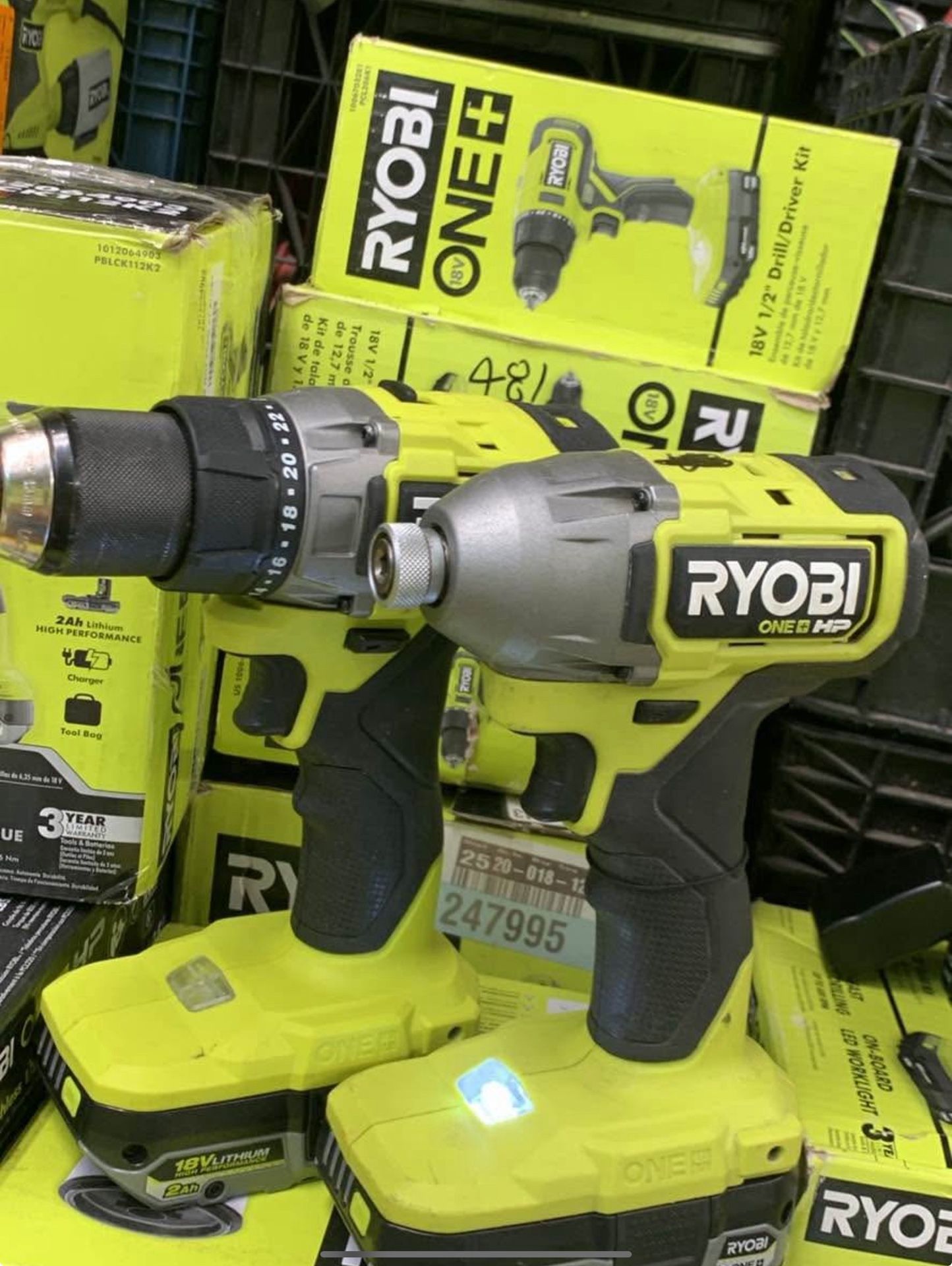 Ryobi 18 V Brushless Drill And Impact With Batteries And Charger