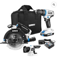 HART 20V 3-Tool Combo Kit, Drill, 6-1/2" Circular Saw, and LED Light 1 Each