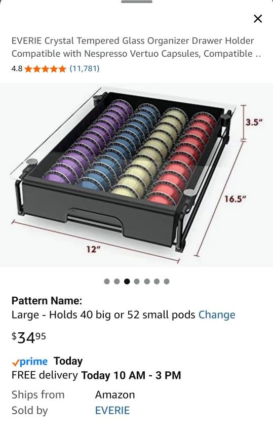 EVERIE Crystal Tempered Glass Organizer Drawer Holder