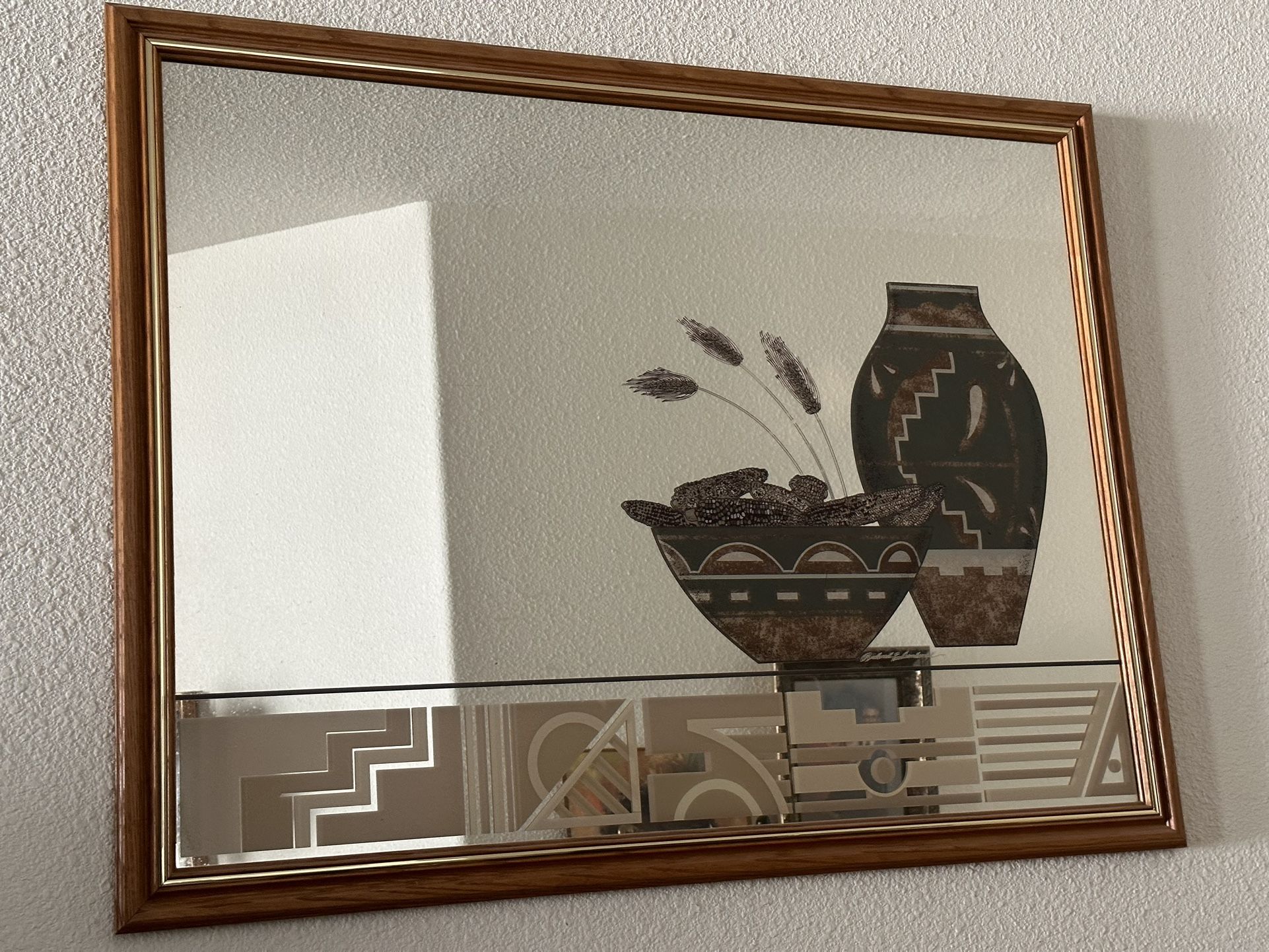 Vintage 80S South Western Wall Mirror Artist Richard E Sandoval