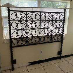 Queen Size Vintage Rustic Wrought Iron Headboard