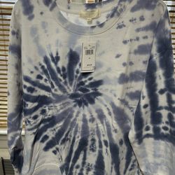 NWT/Size M/No Comment Brand/Blue Tye Dye Swirl Sweatshirt W/Side Slits