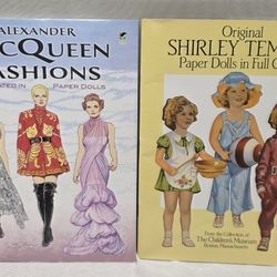2 Dover Paper Doll Books Shirley Temple And Mc Queen Fashions New