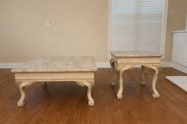Coffee & End Table - Ornate Marble Top