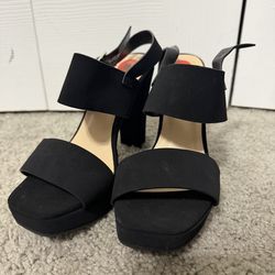 Black Platform Heels Chunky Sandals