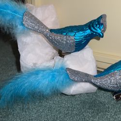Set Of 2 Clip Bird Ornaments 