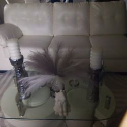White Sectional Leather Couch