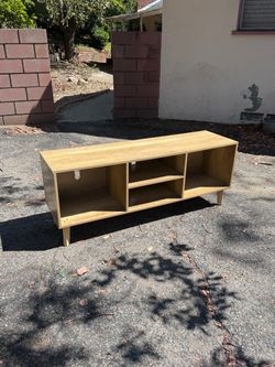 Low Wood TV Stand with Open Shelves
