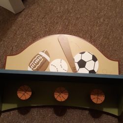 Sports shelf and hooks