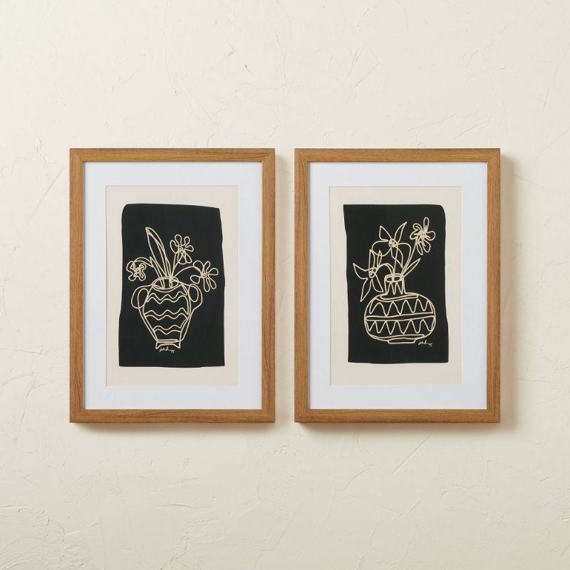 (Set of 2) 12" X 16" Framed Wall Arts Black/White - Opalhouse™ Designed with Jungalow™