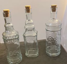Assorted Clear Glass Bottles With Corks, 6 pack