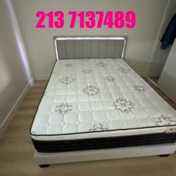 Queen Bed / Mattress Included / Platform Bed Build-inked Lights  💢 Cama Queen Size/  Colchon Incluido  / Cama Con Luz Led 