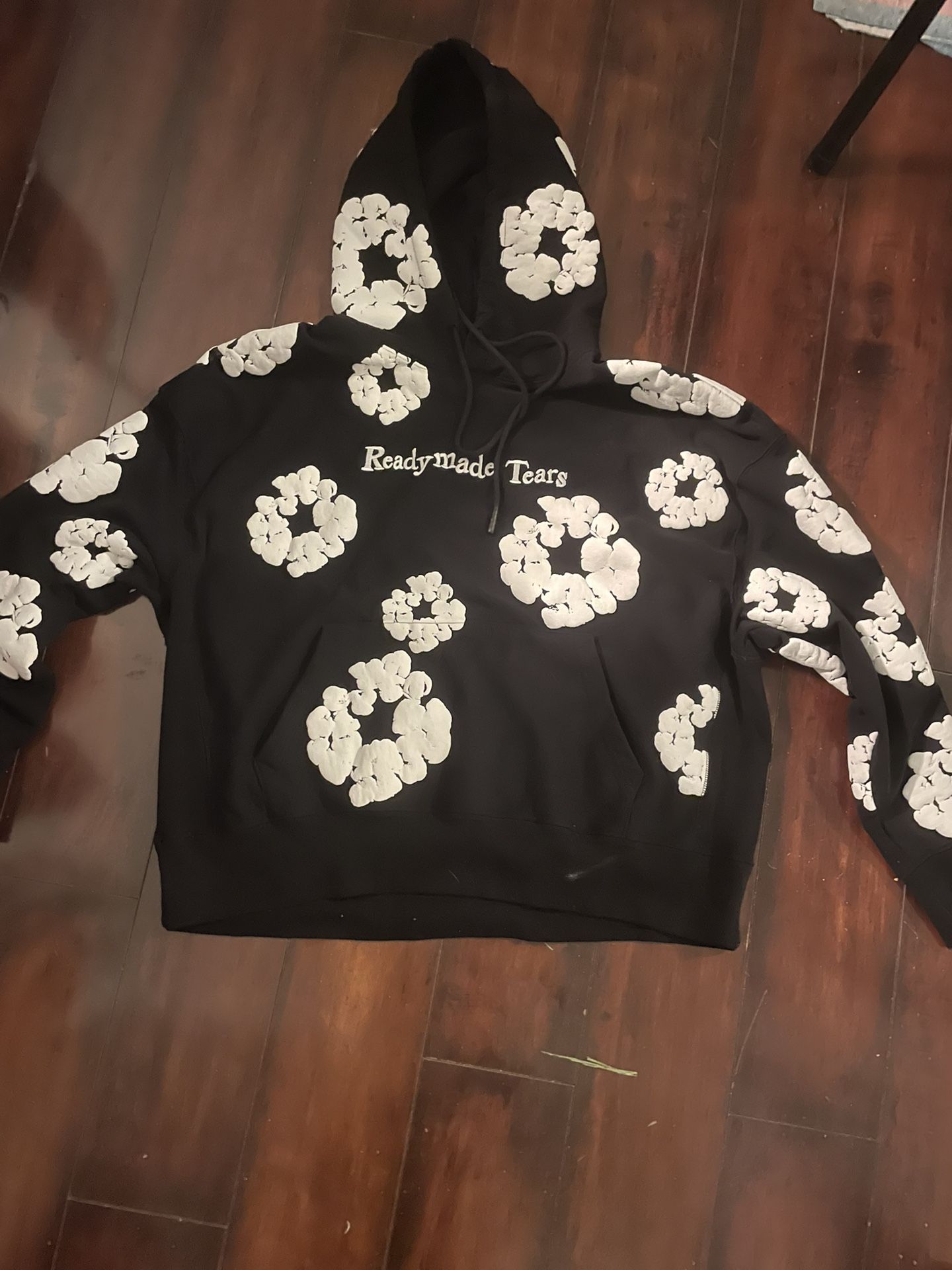 Brand new READYMADE x Denim Tears Cotton Wreath Hoodie Black/White Small