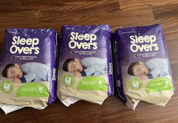 3 Packs Of Sleepovers Sleep Overs Overnight Diapers Size S/