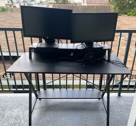 Gaming desk and two hp monitors