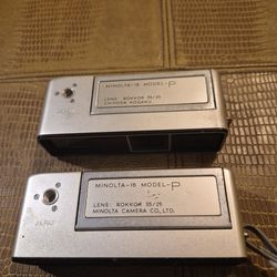 Two Vintage 1960s Minolta Model P Cameras