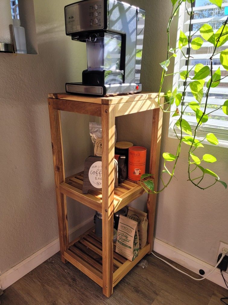 HomeZone 3 - Tier Acacia Storage Shelves/ Coffee Table