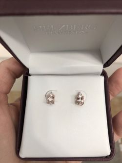 Morganite And Diamond 10k Rose Gold Earrings 