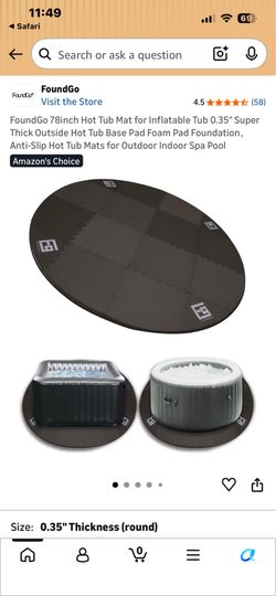 Foundgo 78” Foam Padded Mat for Hot Tub, Play Mat, Yoga, Camping and More.