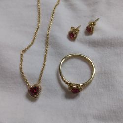 Brand New Pandora Set  Ear Rings,necklace,n Ring  Red Heart Reg.price For All $465 Selling $250 