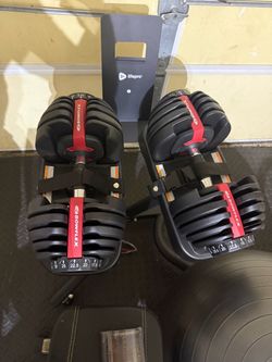 Bowflex 552 select tech dumbbells and Lifepro stand