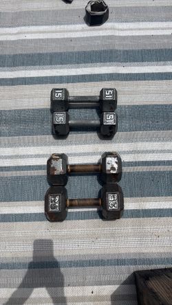 15 and 25 lb dumbbells