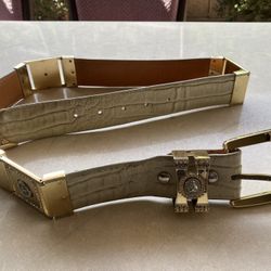 Men’s Gold Buckle Croc Print Belt w/ Bling