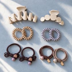 10-PCS Polka Dot Bow Hair Accessories Set Claw Clip Scrunchies Coil Hair Ties