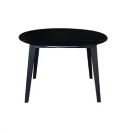 42 in. Black Solid Wood Round Top 4-Legs Dining Table Seats 4