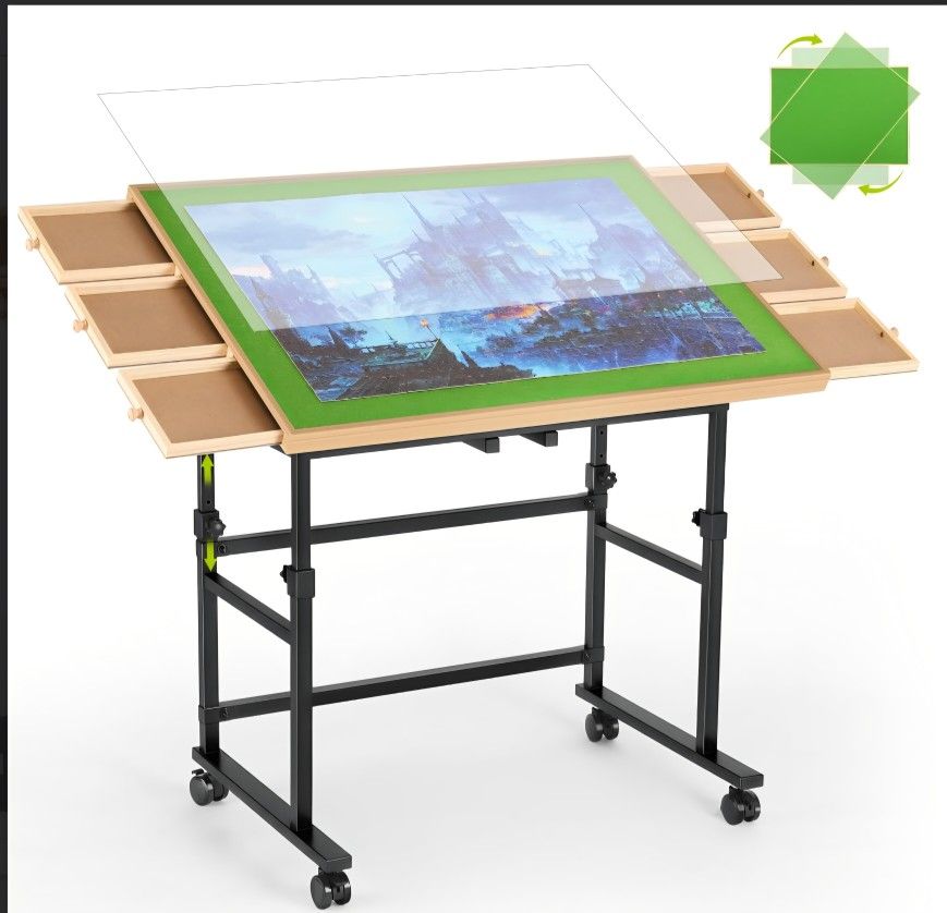 Lazy Susan Puzzle Stand With Wheels 1500 Pieces