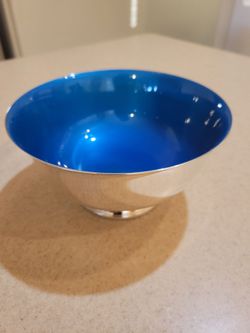 Reed & Barton 1120 blue enamel silver bowl