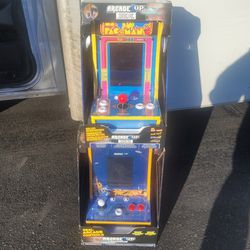 2 Arcade 1 UP Video Game Ms. Pacman And  Space Invaders