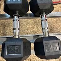 Pair of 25 Lb Rubber Coated Dumbbells 