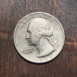 RARE. 1966 Quater America. United States Mint..900 Silver