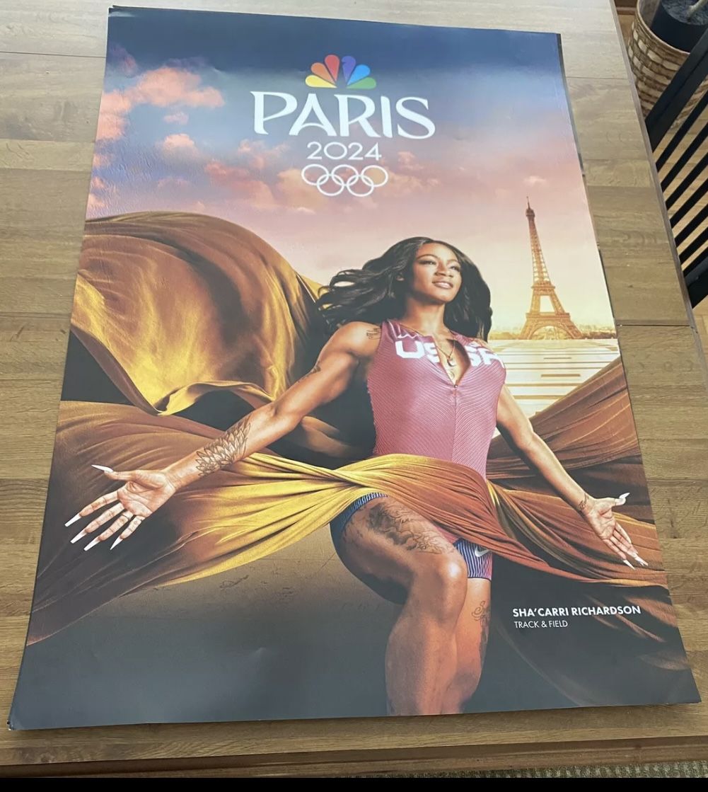 Collectible Poster Sha'carri Richardson Team USA 2024 Paris Olympics 27x40 Poster NBC Track & Field