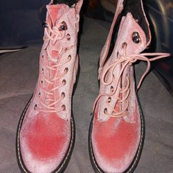 Shimmery Velvet Pink Cool Boots
