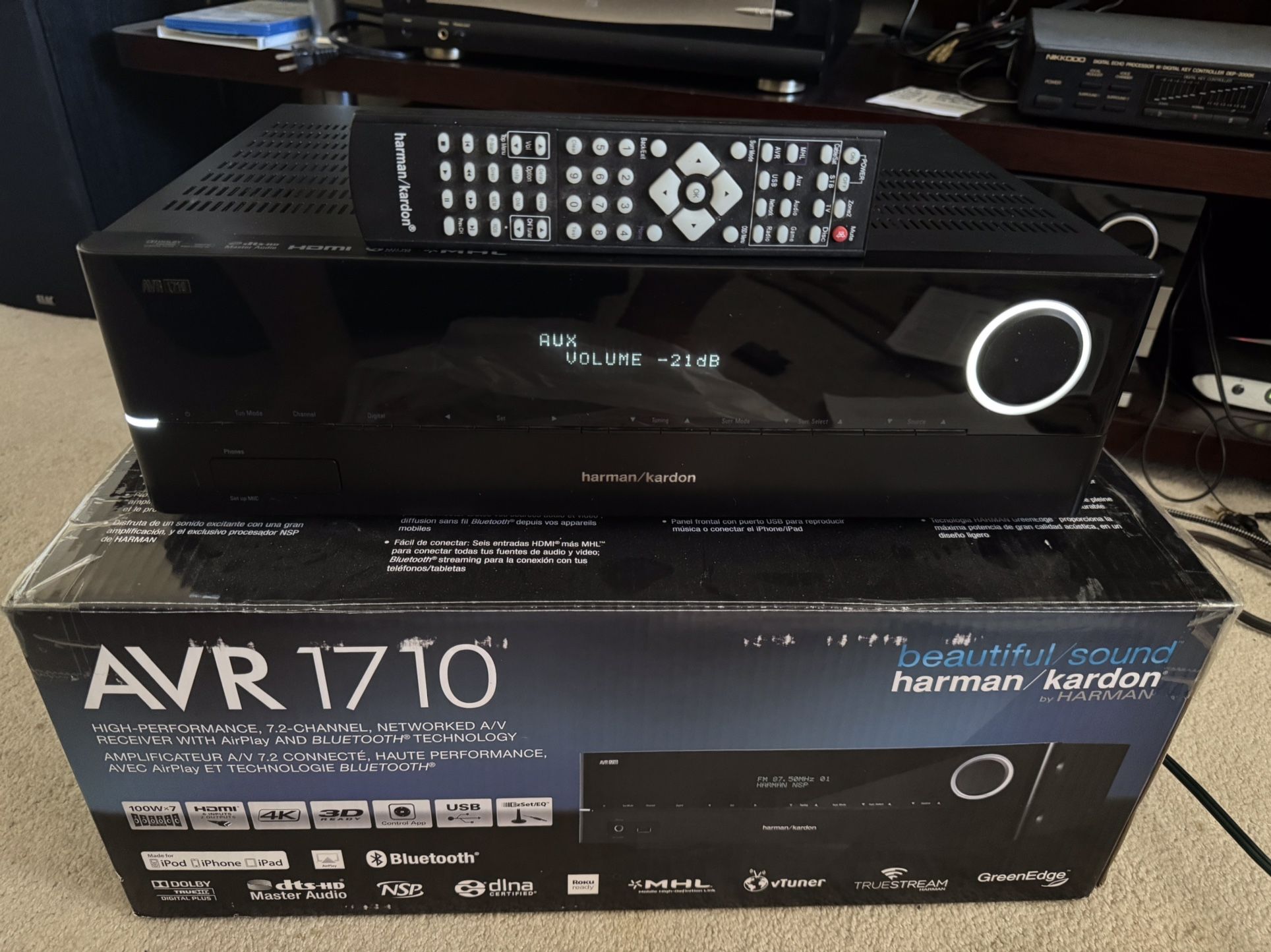 HARMAN KARDON AVR-1710 7.2-channel home theater receiver with Bluetooth® and Apple® AirPlay (Like New)