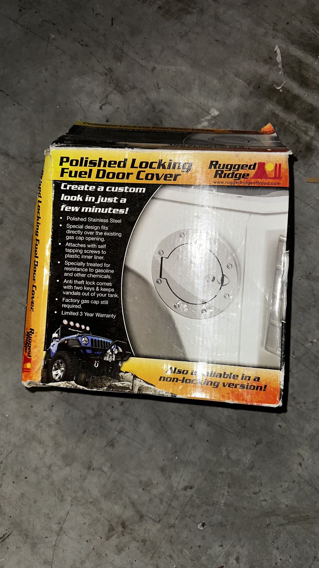 Rugged Ridge 11134.03 Locking Key Stainless Steel Gas Cap Door for Jeep Wrangler