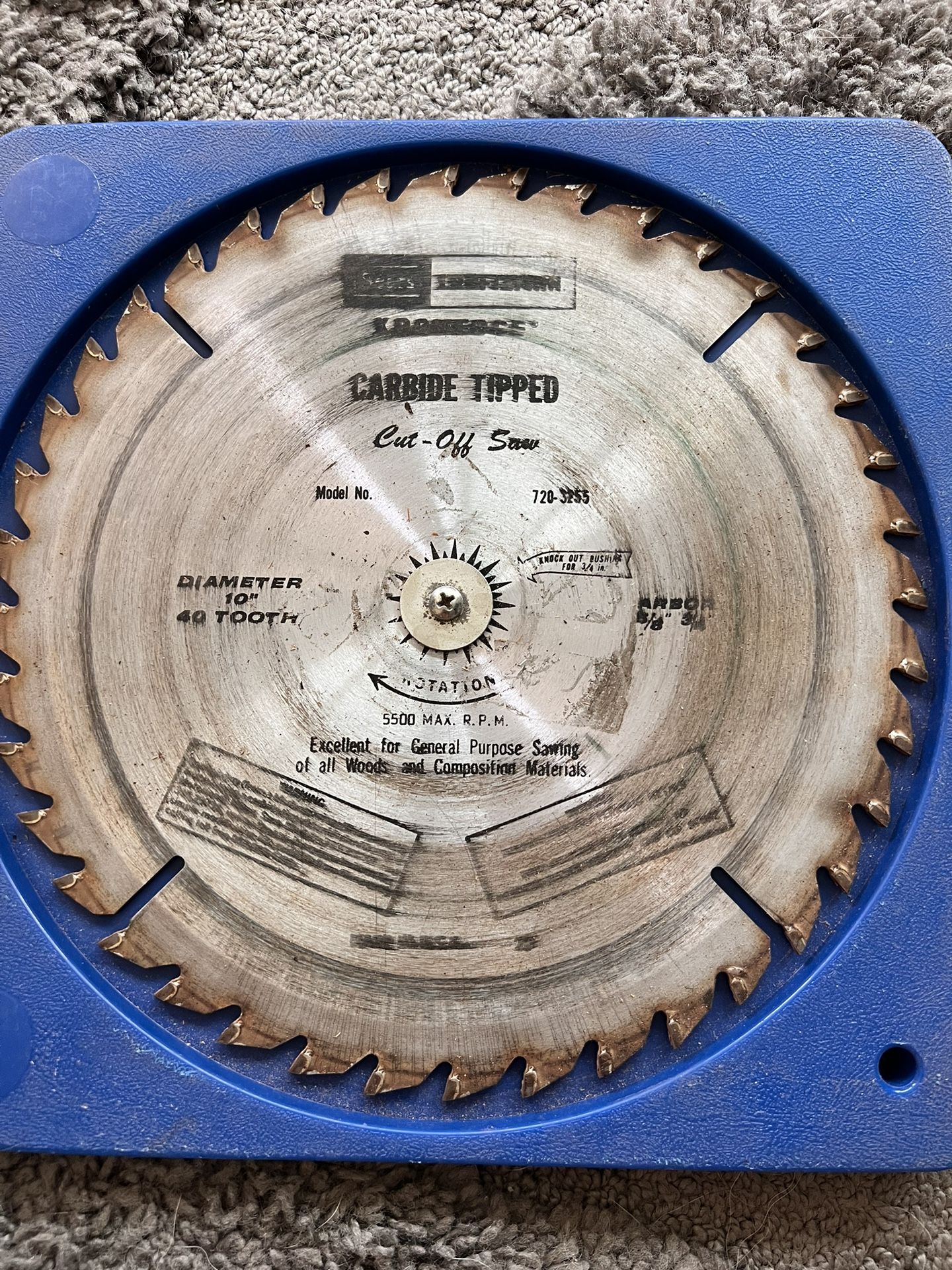Vintage Sears / Craftsman 10 Inch 40 Tooth Carbide Tipped Cut-Off Blade (contact info removed)