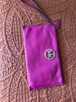 Michael Kors Pink Leather Wristlet Clutch