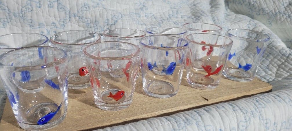 Koi Fish .vintage. Hand Blown Glasses. 10×