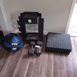 Dumbbells 25s And Weight Ball Rack 