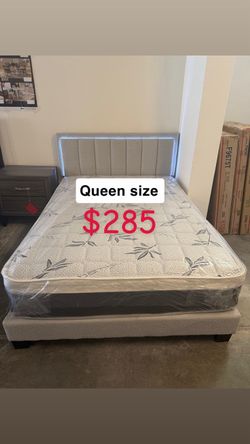 Queen bed frame with mattress